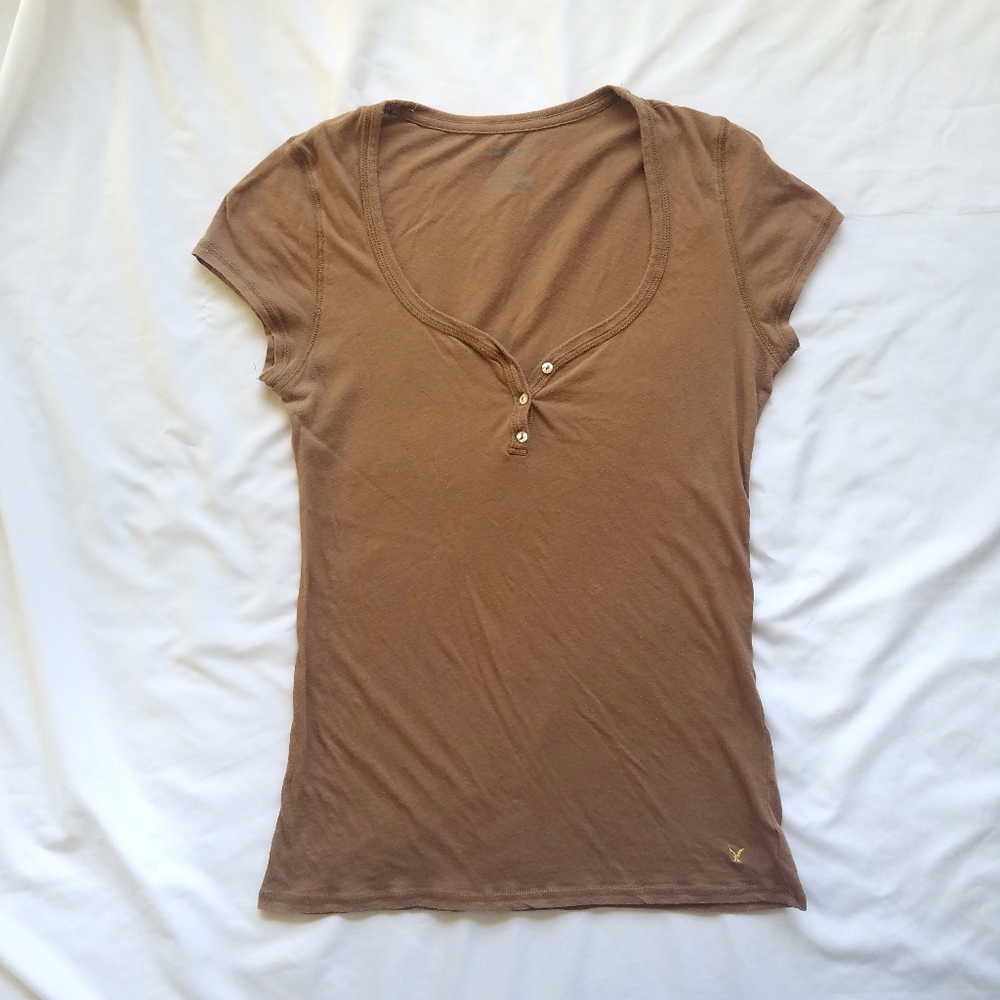 Tan Tee with Sweetheart Neckline